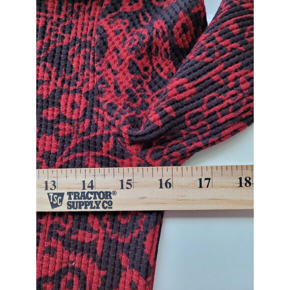 Soft Surroundings Knit Top XS Red Black Paisley Pattern Cowl Neck Long Sleeve - Picture 5 of 12